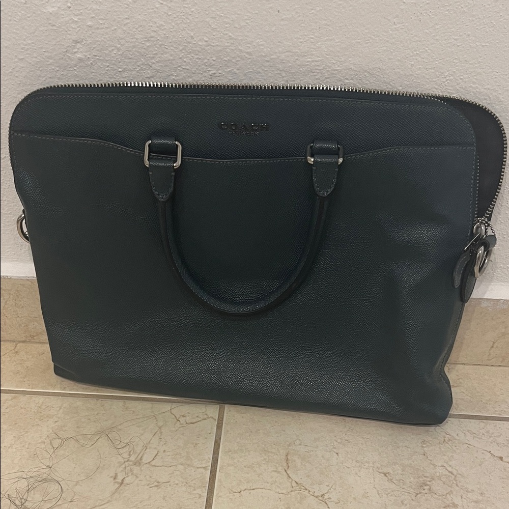 Coach Dark Green Leather Men's Briefcase